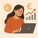 Jonge man werkt online aan laptop en verdient geld via internet, symbool voor snel online geld verdienen
