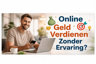 Online geld verdienen zonder ervaring met laptop en digitale elementen